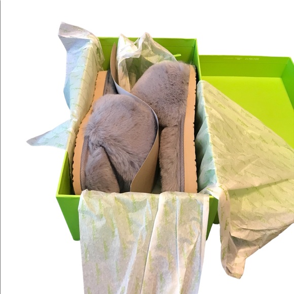 NWT Sam Edelman size 11 blue grey faux fur slipper/slide - Picture 7 of 11